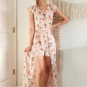 Forever 21: women pink flower romper